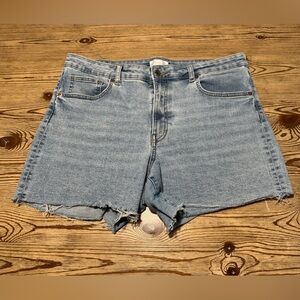 H&M Blue Jean Shorts with Frayed Hem and Distressed Look
